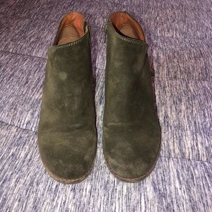 Olive Suede Wedge Booties